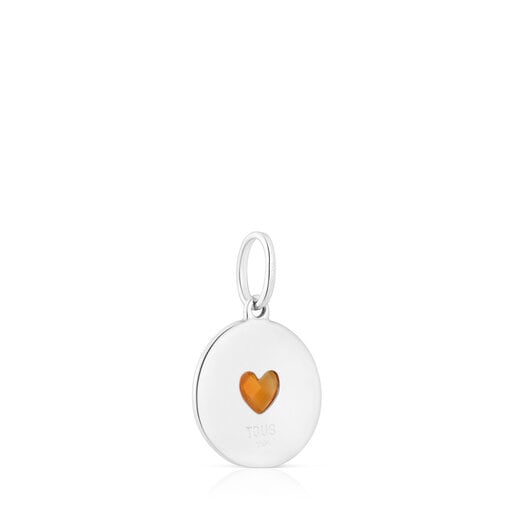 Silver Medallion pendant with carnelian heart Aelita