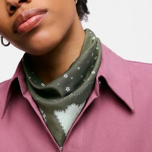 Pañuelo cuadrado caqui TOUS Motifs Paisley