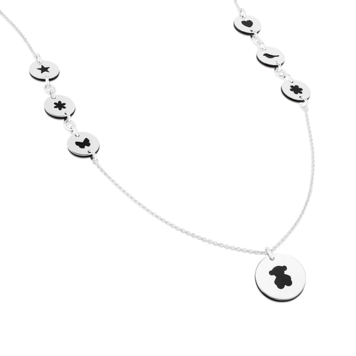 Silver Confeti Necklace with Onyx and Gemstones