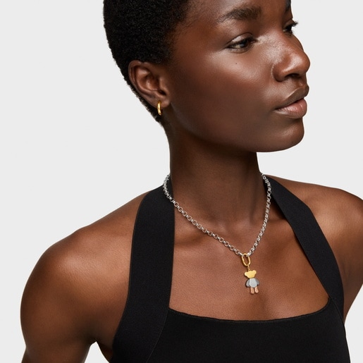 Dije oso de plata tricolor Teddy Bear