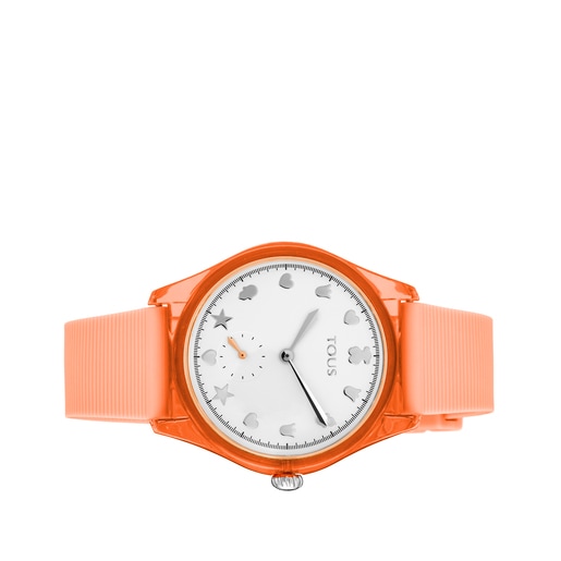 Steel and Poly-carbonate Free Fresh Watch with Coral Silicone Strap