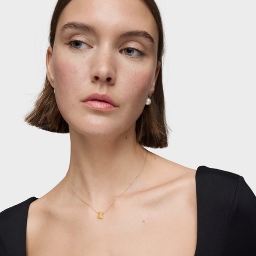 שרשרת Sweet Dolls קצרה מזהב עם מוטיב דובון בגודל 10 מ"מ