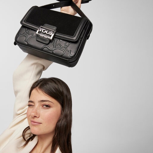 Bandolera mediana Tous Icon negro de piel