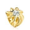 Anillo sello con baño de oro 18 kt sobre plata y prasiolita Galia
