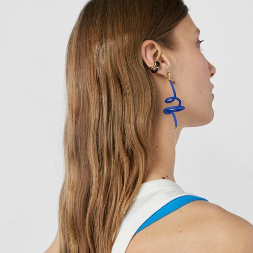 Blue bear spiral and silver vermeil TOUS St. Tropez Caucho 1/2 Earring