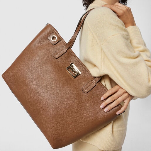 Sac cabas TOUS Legacy en cuir marron