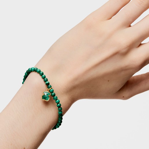 Silver Vermeil and Malachite Icon Color Bracelet
