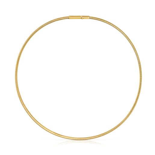 Mesh Tube gold colored IP steel Necklace 3 mm