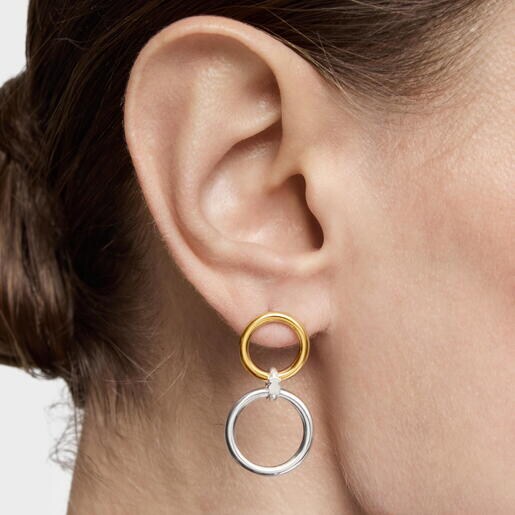 Aretes doble círculo bicolor Straight