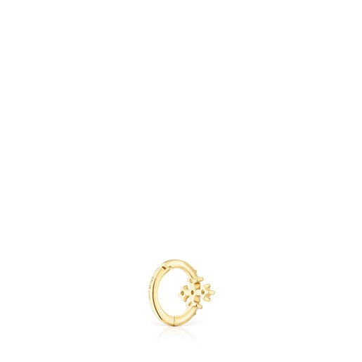 Small gold Cross hoop earring with diamonds Les Classiques