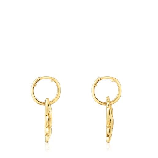 Short 18kt gold plating over silver Hoop earrings with motif TOUS Yagrumo