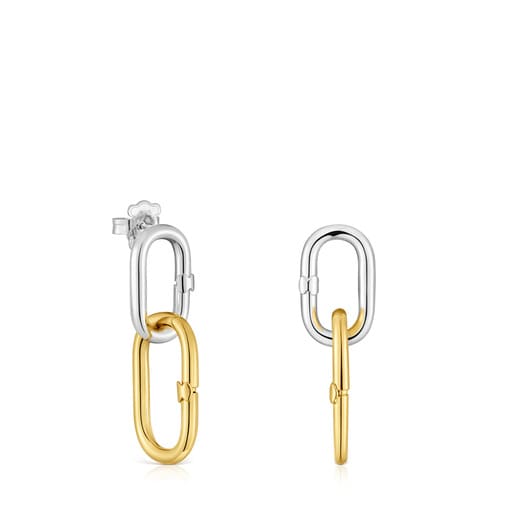 Long two-tone Earrings Hold Oval | TOUS