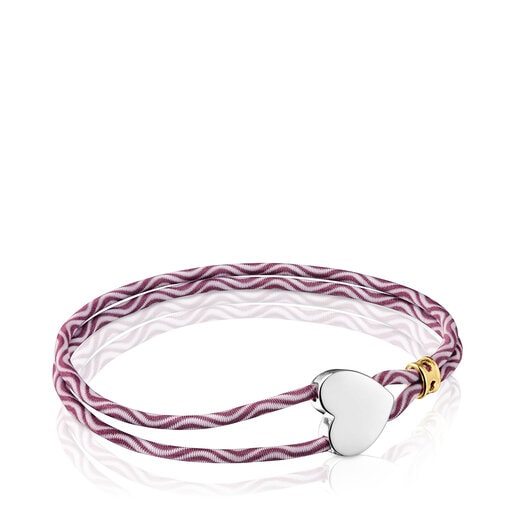 Burgundy elastic Bracelet with silver heart Sweet Dolls