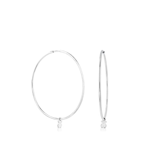 Silver TOUS Bear hoop Earrings