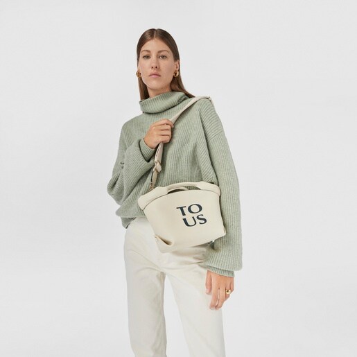 תיק סל TOUS Balloon קטן מעור בצבע בז'