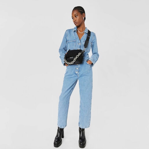 Small black TOUS Empire Fur Crossbody bag