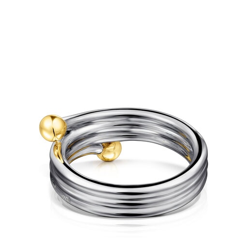 Dark silver and silver vermeil St. Tropez Triple ring