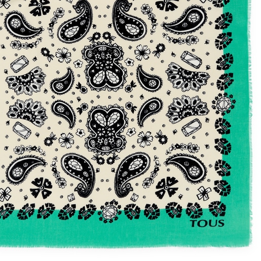 צעיף בנדנה TOUS Gems גדול לבן