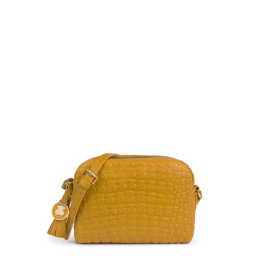 Mustard leather Sherton crossbody bag | TOUS