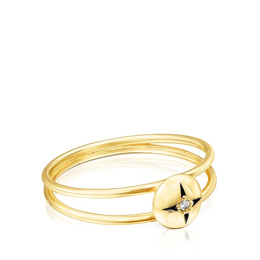 Gold Magic Nature star Ring with diamonds