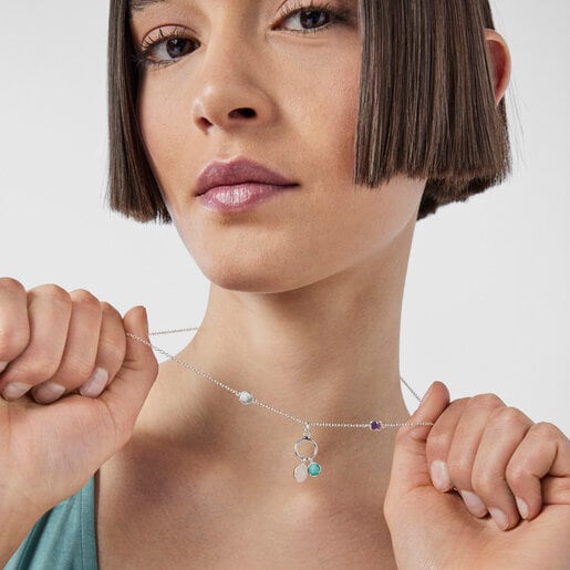 Серебряное колье Cool Color с драгоценными камнями