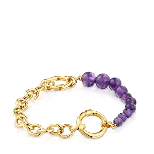 Bracciale in argento placcato oro 18 kt e ametista Hold