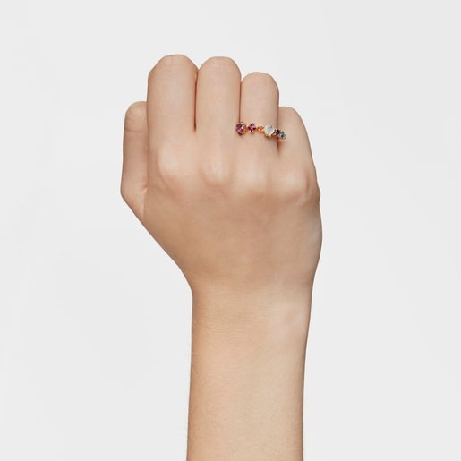 خاتم صغير من الفضة المطلية بالذهب عيار 18 قيراطًا وحليات من الأحجار الكريمة من تشكيلة Sugar Party