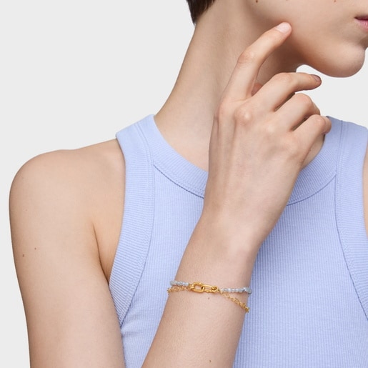 Gold Bracelet with labradorite Hold Oval