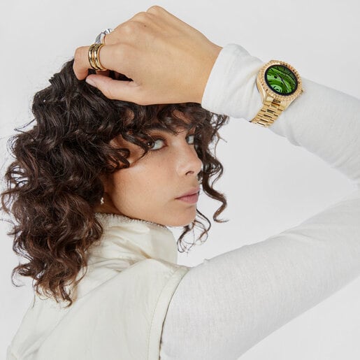 T-Bear Connect Smartwatch with gold-colored IP steel wristband