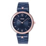 Montre analogique avec bracelet en acier IP bleu et acier IPRG rosé S-Band