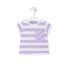 Girl's striped cotton t-shirt in Casual lilac