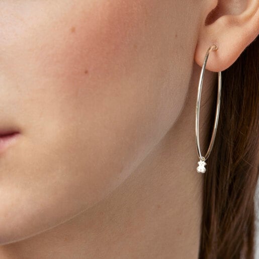 Silver TOUS Bear hoop Earrings