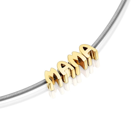 Collana corta in acciaio e argento placcato oro 18 kt TOUS Mama