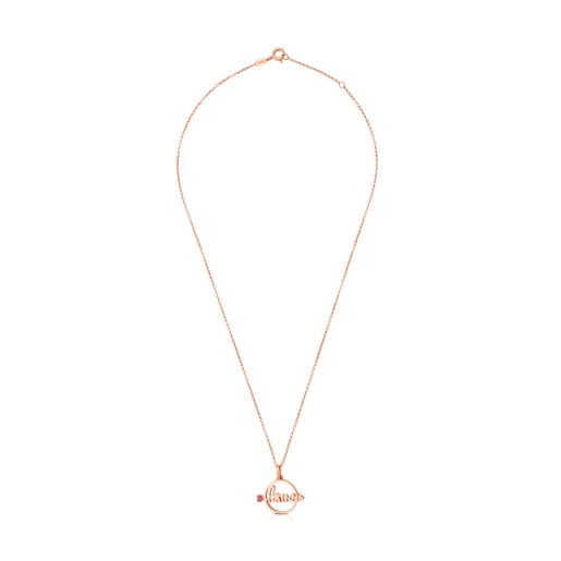 Collar San Valentín con baño de oro rosa 18 kt sobre plata con Rubí