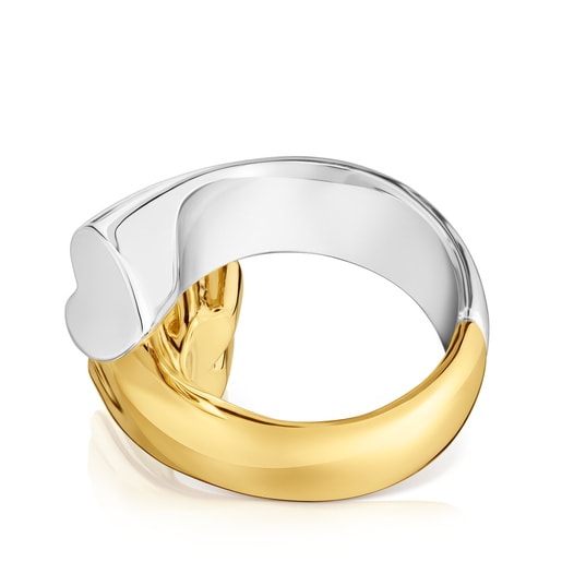 Mittelgroßer zweifarbiger Ring TOUS 1954 mit Bären- und Herzmotiv