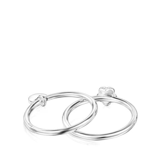 Lot de Bagues Mini Icons fleur-cœur en Argent