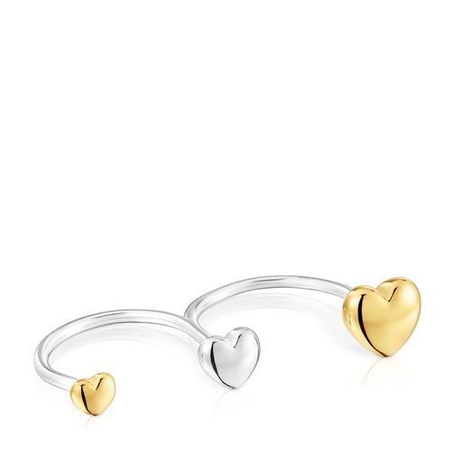 Large two-tone heart Double open ring My Other Half