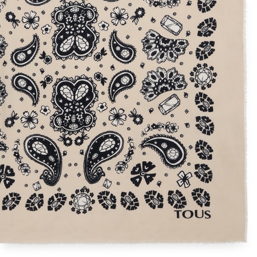 Pañuelo bandana grande malva y verde TOUS Gems