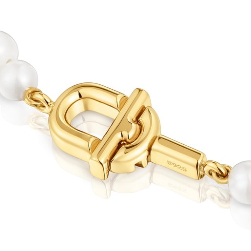 Short cultured pearl Necklace with 18kt gold plating over silver TOUS MANIFESTO