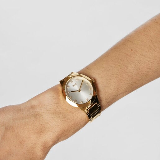 Analogue watch with gold-colored IPG steel wristband Karat Oval