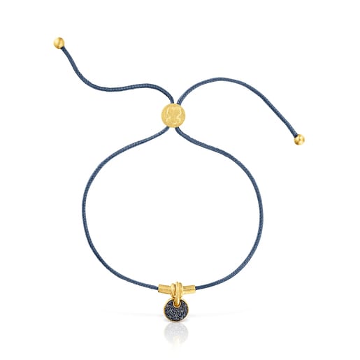 Silver vermeil Luah luna cord Bracelet with sapphires