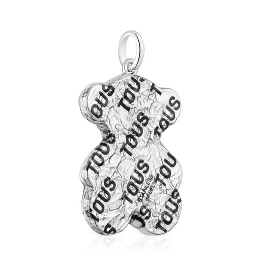 Pendentif ourson en argent et acier print Sweet Dolls