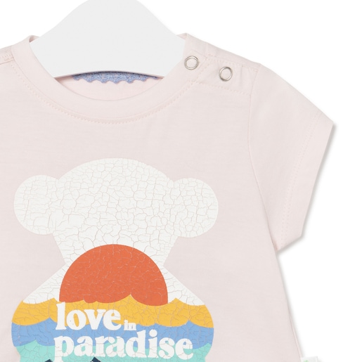 Camiseta Casual "love in the paradise" Rosa