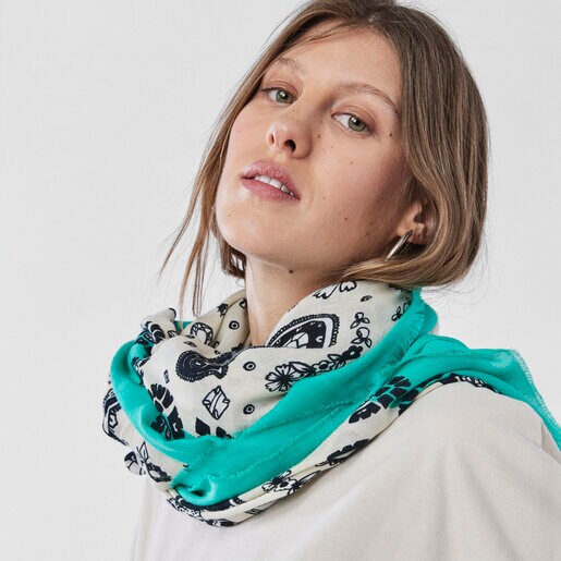 צעיף בנדנה TOUS Gems גדול לבן