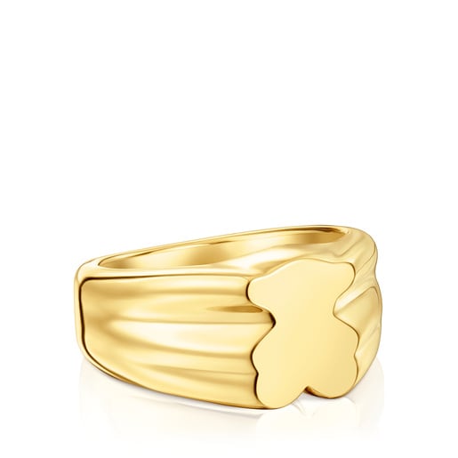 14 mm bear Signet ring with 18 kt gold plating over silver Sweet Dolls