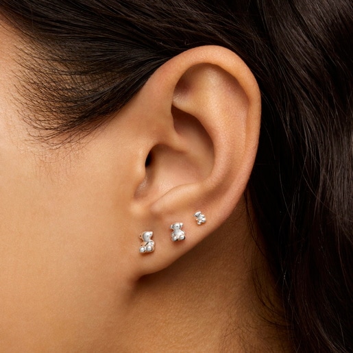 Set of silver Bold Bear earrings