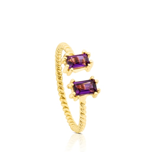 Vermeil Silver Camee Ring with Amethyst