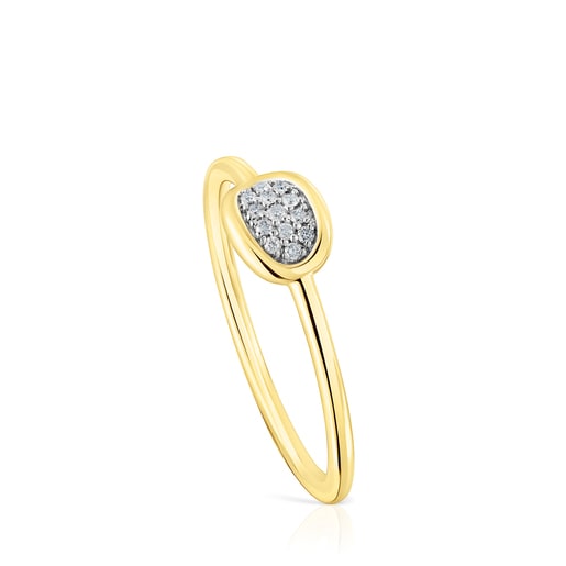 TOUS Hav ring in gold with circle of diamonds | TOUS