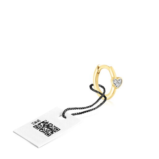 עגיל 1/2 חישוק San Valentín מזהב בשילוב יהלומים ומוטיב לב