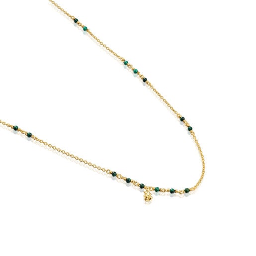 Silver vermeil and malachite Necklace Bold Bear